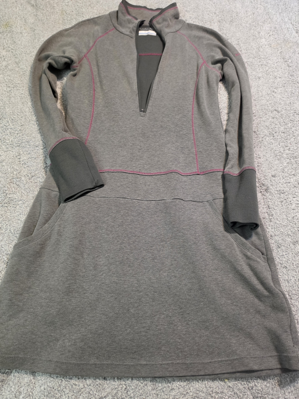 Columbia Gray Long-Sleeve Pullover Dress with Pink Stitching